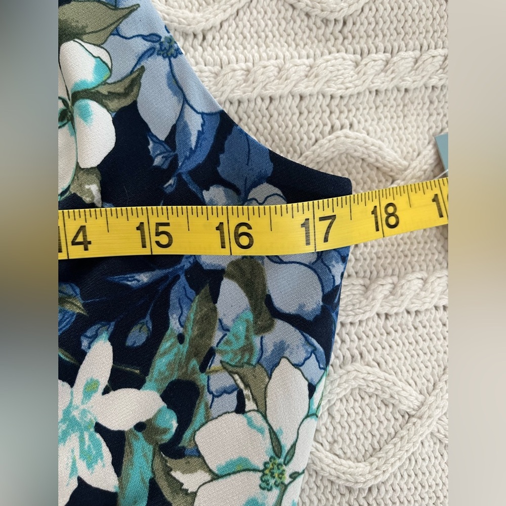 New! London Times Navy Blue Floral Sleeveless Dress Women’s size 8 - Picture 13 of 14